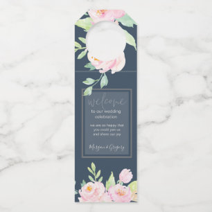 Dusty Blue Peonies Bottle Hanger Tags