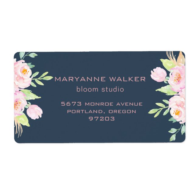 Dusty Blue Peonies Return Address Label (Front)