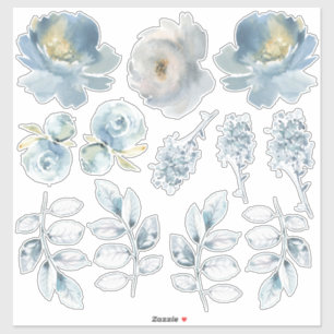 Dusty Blue Peony Bouquet Creator Set of Stickers