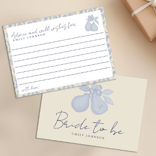Dusty Blue Perfect Pear Bridal Shower Advice Cards