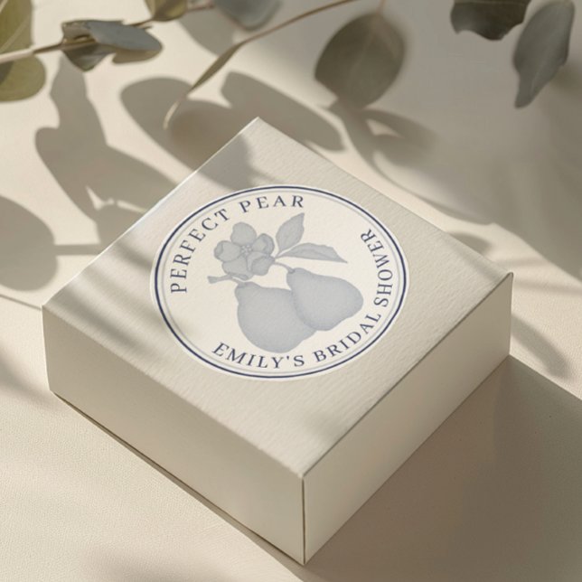 Dusty Blue Perfect Pear Bridal Shower Stickers (Favor Sticker)