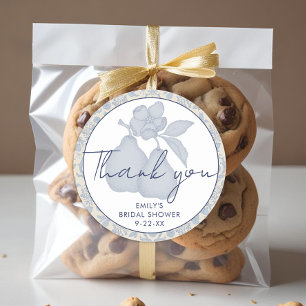 Dusty Blue Perfect Pear Bridal Shower Thank You Classic Round Sticker