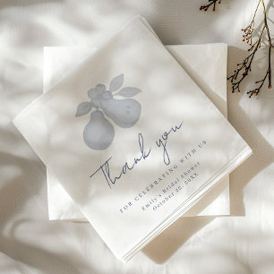 Dusty Blue Perfect Pear Bridal Shower Thank You  Napkin