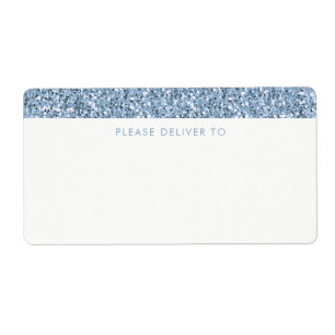 Dusty Blue Periwinkl Glitter Stripe Address Labels