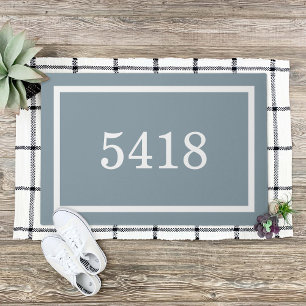 Dusty Blue Personalised Address Number Doormat