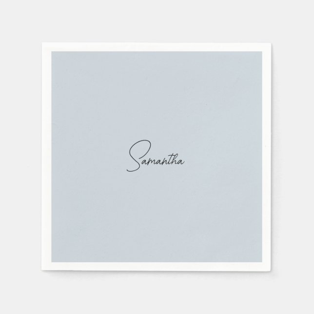 Dusty Blue Personalised Baby Shower Napkin (Front)