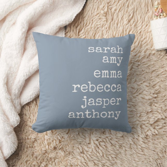  Dusty Blue Personalised Family Names Monogram Cushion (Blanket)