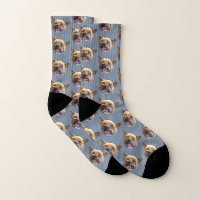 Dusty Blue Personalised Pet Photo Christmas Gift  Socks (Pair)