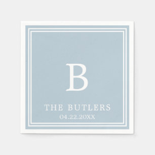 Dusty Blue Personalised Wedding Cocktail Napkins