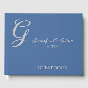 Dusty Blue Personalised Wedding Guest Book