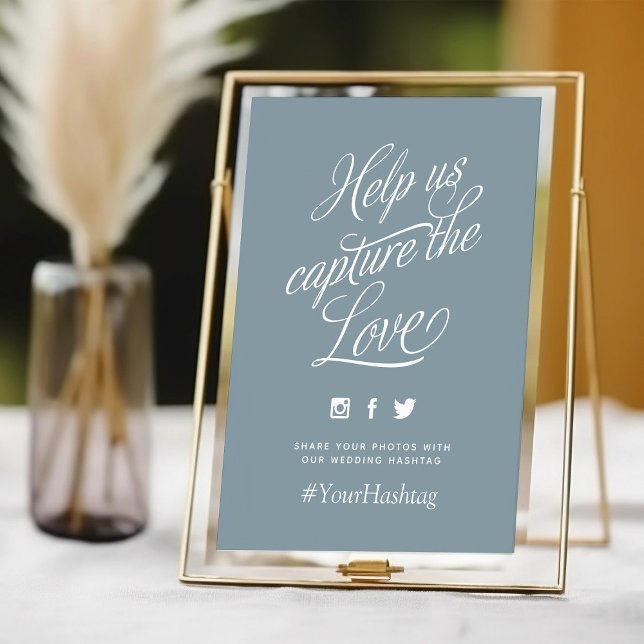 Dusty Blue Personalised Wedding Hashtag Sign (Creator Uploaded)