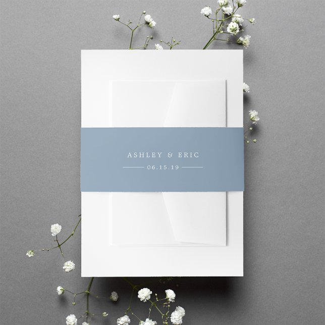 Dusty Blue Personalised Wedding Invitation Belly Band (Creator Uploaded)