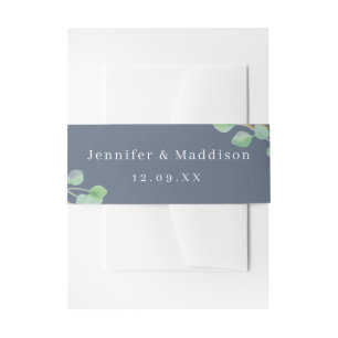 Dusty Blue Personalised Wedding Invitation Belly Invitation Belly Band