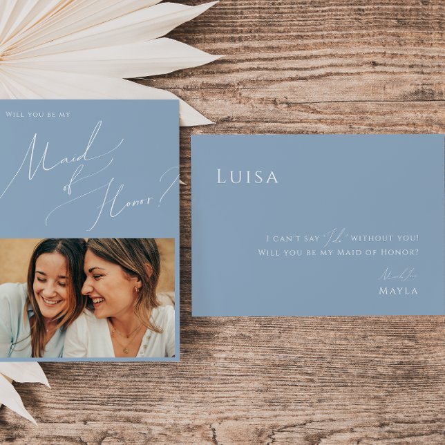 Dusty Blue | Photo Maid of Honour Proposal Card (Creator Uploaded)