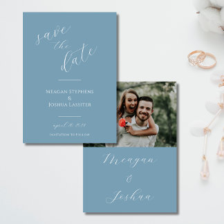 Dusty Blue Photo Save Date Save The Date
