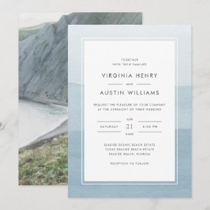 Dusty Blue Photo Wedding Invitation