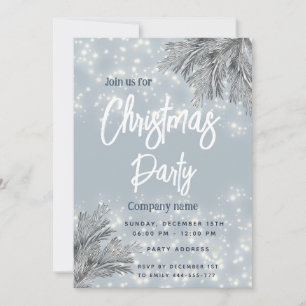 Dusty blue  pine branch corporate Christmas  Invitation
