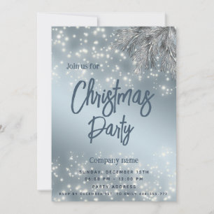 Dusty blue  pine branch corporate Christmas  Invitation