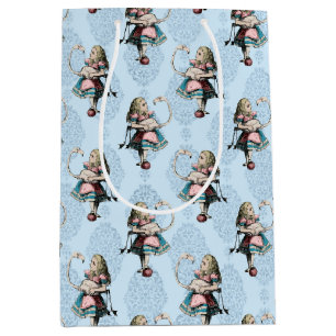Dusty Blue & Pink Alice In Wonderland Baby Shower Medium Gift Bag