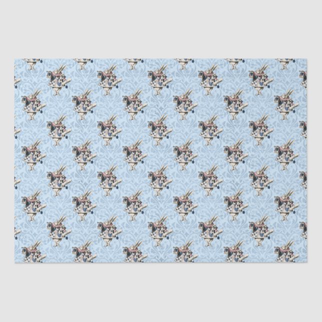 Dusty Blue & Pink Alice In Wonderland Baby Shower Tissue Paper (Front)