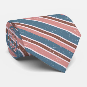 Dusty Blue, Pink and Brown Stripes Faux Glitter Tie