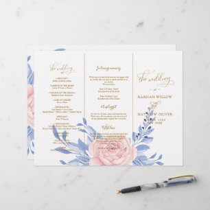 Dusty Blue Pink Floral Rustic Wedding Ceremony