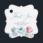 Dusty Blue Pink Flowers Elegant Wedding Thank You Favour Tags<br><div class="desc">Dusty blue and pink floral wedding favour tags</div>