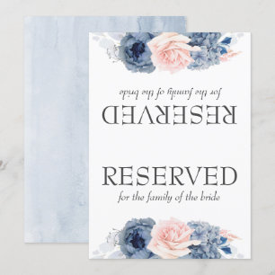 Dusty Blue Pink Flowers Wedding Reserved Sign