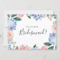Dusty Blue Pink hydrangeas Bridesmaid Proposal