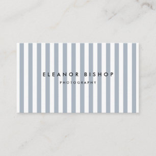 Dusty Blue Pinstripes Pattern Modern Business Card
