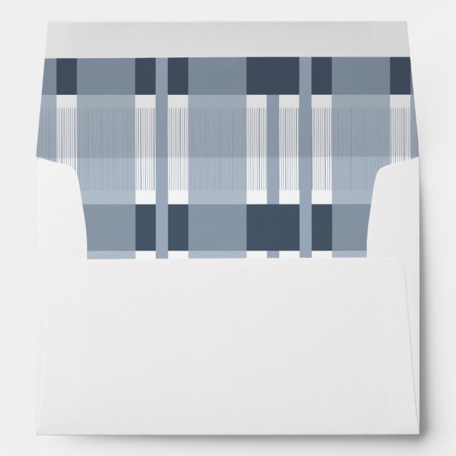 Dusty Blue Plaid Farmhouse Rustic Bridal Wedding Envelope (Back (Bottom))