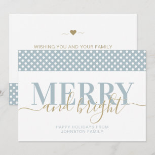 Dusty blue polka dot pattern Christmas Holiday Card