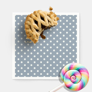 Dusty Blue Polka Dots Party Paper Napkins