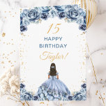 Dusty Blue Princess Floral Happy Birthday Card<br><div class="desc">This elegant and glamourous birthday card can be personalised with a name or title such as daughter, granddaughter, niece, friend etc. The design features a beautiful princess with dark hair in a dusty blue ball gown. The text combines handwritten script and modern sans serif fonts for a classy and sophisticated...</div>