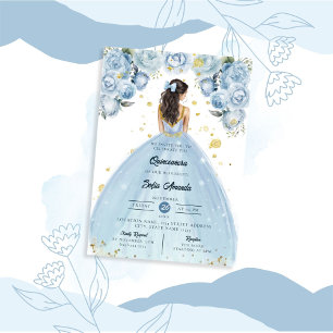 Dusty Blue Princess Party Birthday Invitation