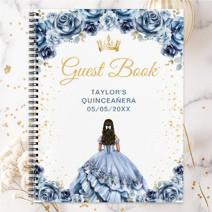 Dusty Blue Princess Quinceañera Guest Book