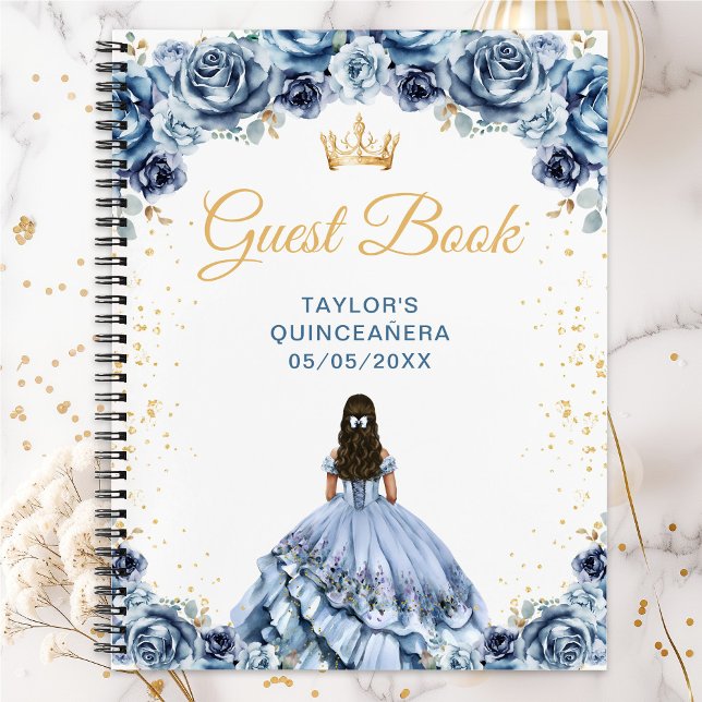 Dusty Blue Princess Quinceañera Guest Book (Creator Uploaded)