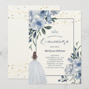 Dusty Blue Princess Quinceañera Invitation