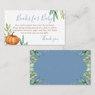 Dusty Blue Pumpkin Baby Shower Books for Baby Enclosure Card