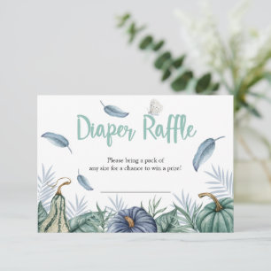 Dusty Blue Pumpkin Baby Shower Diaper Raffle Card