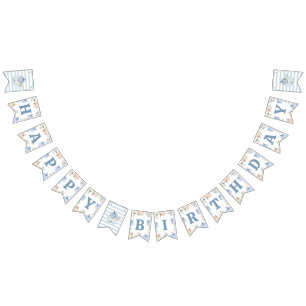 Dusty Blue Pumpkin Birthday Banner Sign