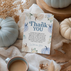 Dusty Blue Pumpkin Birthday Thank You Card