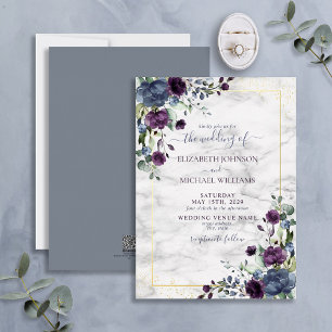 Dusty Blue Purple Gold Floral Wedding