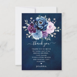 Dusty Blue Purple Lilac Blooms Bridal Shower Thank You Card