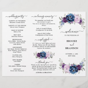 Dusty Blue Purple Lilac Blooms Wedding Program