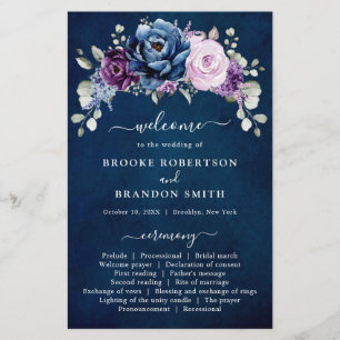 Dusty Blue Purple Lilac Blooms Wedding Program
