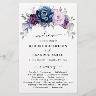 Dusty Blue Purple Lilac Blooms Wedding Program