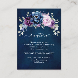 Dusty Blue Purple Lilac Blooms Wedding Reception Enclosure Card