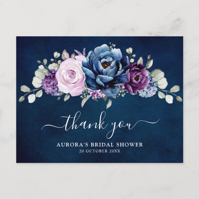 Dusty Blue Purple Lilac Bridal Shower Thank you    Postcard (Front)