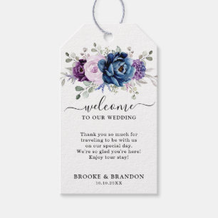 Dusty Blue Purple Navy Lilac Bloom Wedding Welcome Gift Tags
